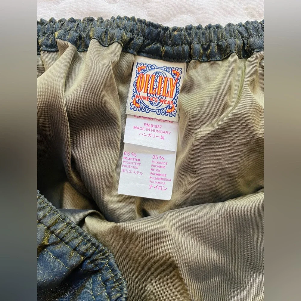 Vintage OILILY iridescent floral a-line midi skirt size/M - Picture 4 of 9